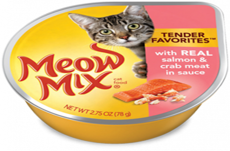 Meow Mix Tender Favorites With Real Salmon & Crab !